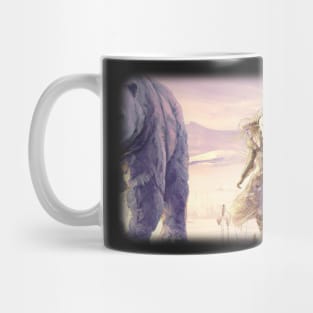 Girl in a snowy area next to a polar bear Mug